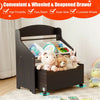 inQ Boutique - Dark Brown Multifunctional Kids Storage Cabinet with Large Capacity Toy Box and Display Shelf, Safe Rounded Corner Children Organizer for Toys Books