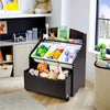 inQ Boutique - Dark Brown Multifunctional Kids Storage Cabinet with Large Capacity Toy Box and Display Shelf, Safe Rounded Corner Children Organizer for Toys Books