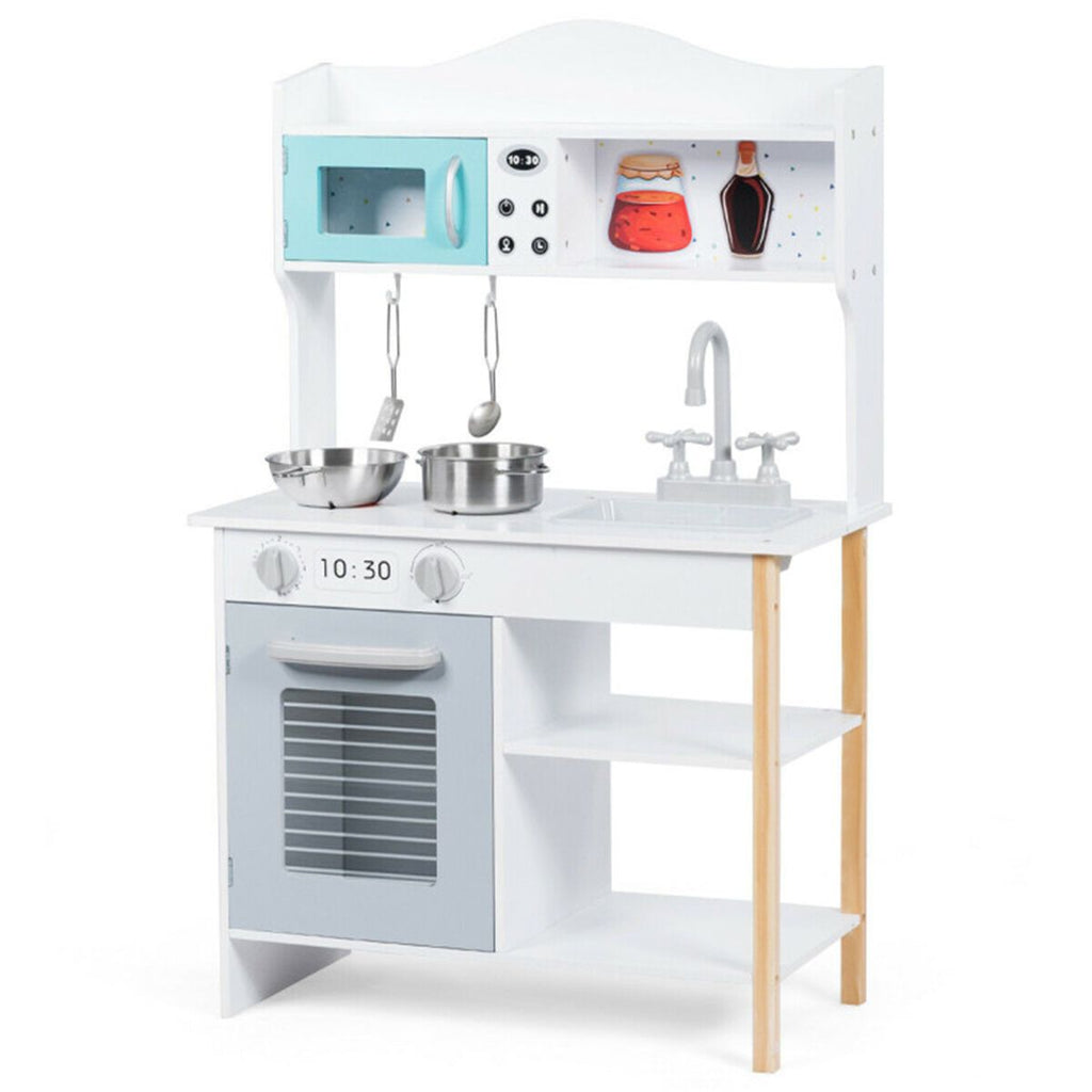 inQ Boutique - Kids Pretend Play Kitchen Set Realistic Cooking Toy with Sink & Accessories
