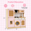 inQ Boutique - Kids Wooden Kitchen Playset 3+ with Fridge Sink Washing Machine with Realistic Light Sound Rattan Doors - Pink