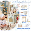 inQ Boutique - Green wooden children's play kitchen, interactive light/sound stove, with microwave/oven/blackboard storage options