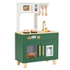 inQ Boutique - Green Kids Play Kitchen with Realistic Faucet & Ice Dispenser, Anti-Tipping Pretend Cooking Set for Ages 3-6