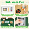 inQ Boutique - Green Kids Play Kitchen with Realistic Faucet & Ice Dispenser, Anti-Tipping Pretend Cooking Set for Ages 3-6