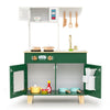 inQ Boutique - Green Kids Play Kitchen with Realistic Faucet & Ice Dispenser, Anti-Tipping Pretend Cooking Set for Ages 3-6