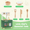 inQ Boutique - Green Kids Play Kitchen with Realistic Faucet & Ice Dispenser, Anti-Tipping Pretend Cooking Set for Ages 3-6
