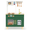 inQ Boutique - Green Kids Play Kitchen with Realistic Faucet & Ice Dispenser, Anti-Tipping Pretend Cooking Set for Ages 3-6