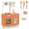 inQ Boutique - Orange Kids Play Kitchen with Realistic Faucet & Ice Dispenser, Anti-Tipping Pretend Cooking Set for Ages 3-6