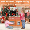 inQ Boutique - Orange Kids Play Kitchen with Realistic Faucet & Ice Dispenser, Anti-Tipping Pretend Cooking Set for Ages 3-6