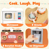 inQ Boutique - Orange Kids Play Kitchen with Realistic Faucet & Ice Dispenser, Anti-Tipping Pretend Cooking Set for Ages 3-6