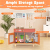 inQ Boutique - Orange Kids Play Kitchen with Realistic Faucet & Ice Dispenser, Anti-Tipping Pretend Cooking Set for Ages 3-6