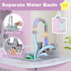 inQ Boutique - Interactive Kids Play Kitchen with Ice Maker & Chalkboard, Corner Design Pretend Cooking Set with Realistic Sound Effects-Pink