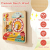 inQ Boutique - Montessori Wooden Time Learning Clock for Kids 3+, All-in-One Calendar Season Weather Educational Toy