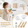 inQ Boutique - White Wooden Kids Play Kitchen with Interactive Stove & Sink, ASTM/CPSIA Compliant Pretend Cooking Set for Ages 3+