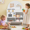 inQ Boutique - White Wooden Kids Play Kitchen with Interactive Stove & Sink, ASTM/CPSIA Compliant Pretend Cooking Set for Ages 3+