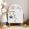 inQ Boutique - White Wooden Kids Play Kitchen with Interactive Stove & Sink, ASTM/CPSIA Compliant Pretend Cooking Set for Ages 3+