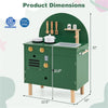 inQ Boutique - Green Wooden Kids Play Kitchen with Interactive Stove & Sink, ASTM/CPSIA Compliant Pretend Cooking Set for Ages 3+