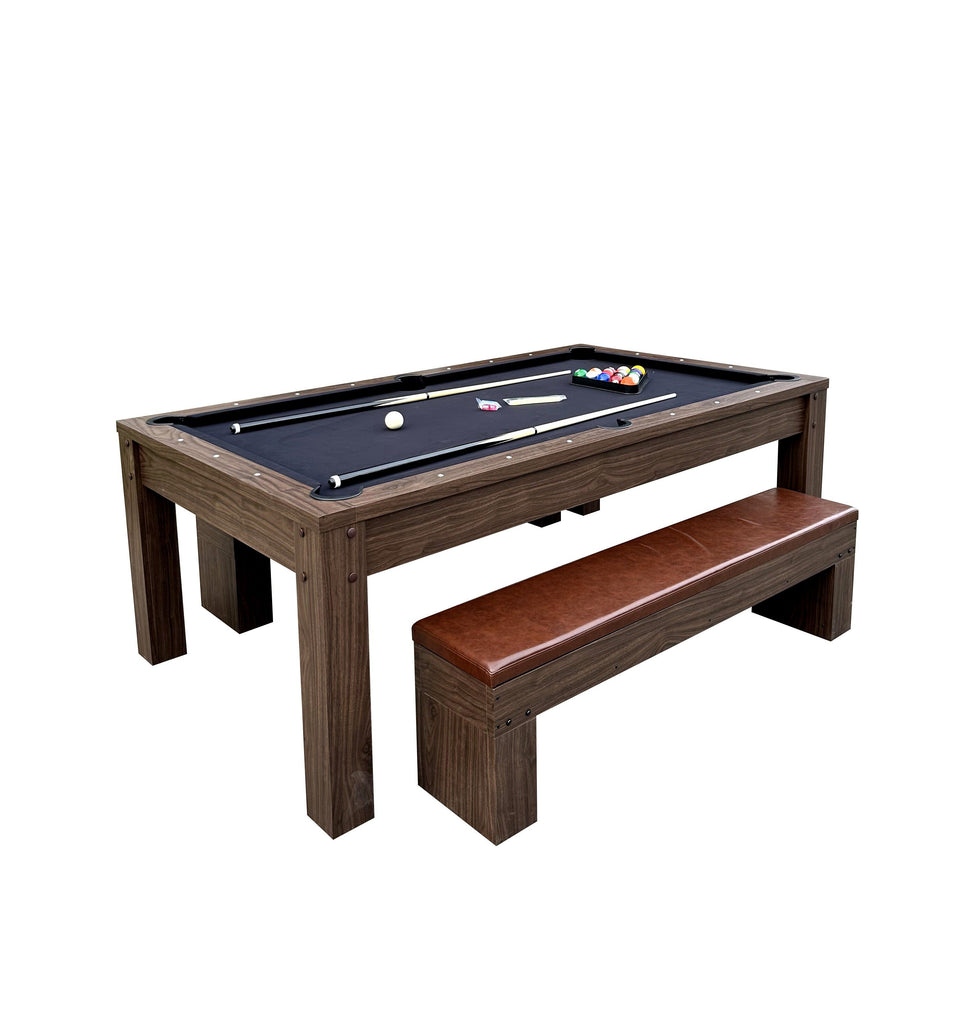 4 Supply - 7ft 3-in-1 Multi-Functional Pool Table with Benches (Pool Table + Ping Pong Table + Dining Table)