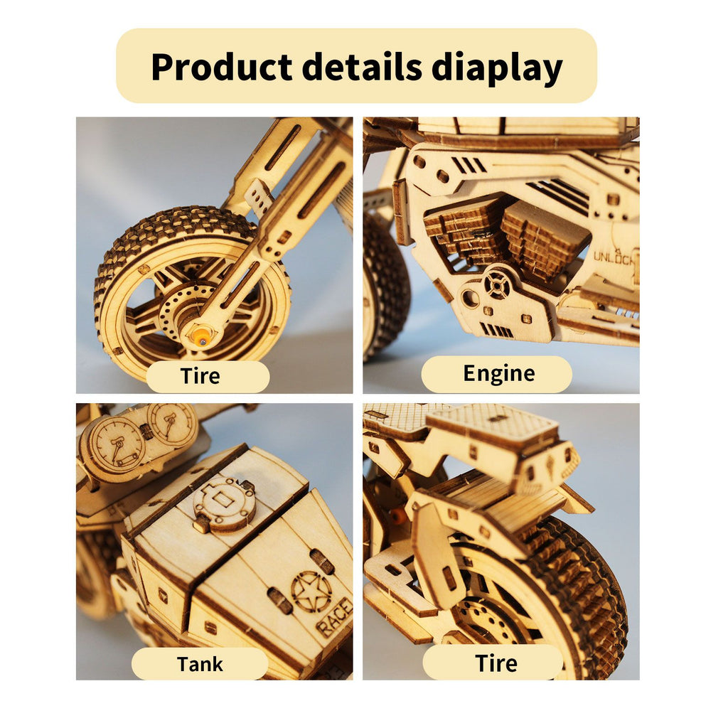 Music Park - 3D Wooden Puzzle Motorcycle Model Kits To Build Wooden Construction Handmade Craft Unique Gift Christmas