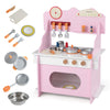 inQ Boutique - Pink Wooden Toddler Play Kitchen with Sink & Accessories, Safe Gift for Kids 3+
