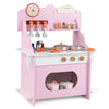 inQ Boutique - Pink Wooden Toddler Play Kitchen with Sink & Accessories, Safe Gift for Kids 3+