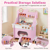 inQ Boutique - Pink Wooden Toddler Play Kitchen with Sink & Accessories, Safe Gift for Kids 3+