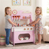 inQ Boutique - Pink Wooden Toddler Play Kitchen with Sink & Accessories, Safe Gift for Kids 3+
