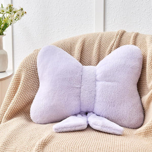 Bright Living - Lavender Bow Pillow,12'' Bow Decorative Pillows with Faux Rabbit Fur,Soft Bow Throw Pillows Aesthetic Bow Shaped Pillow for Bed Sofa Couch Home Decor