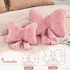 Bright Living - Dusty Pink Bow Pillow, Soft Bow Decorative Pillows with Faux Rabbit Fur, Cute 16'' Bow Throw Pillows, Aesthetic Home Decor Bow Shaped Plush Pillow for Bedroom Sofa Couch