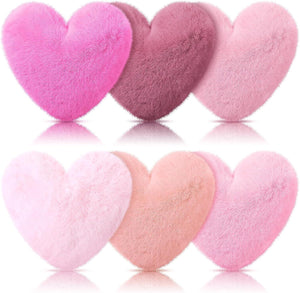 Bright Living - 6 Pcs Faux Rabbit Fur Heart Pillows Fluffy Heart Throw Pillows Cute Couch Cushion Soft Decorative Throw Cushion for Bed Sofa Girls Women(12 x 11 Inch,Pink Series)