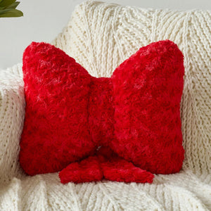 Bright Living - Bow Pillow, Decorative Bow Pillows with Soft Plush for Couch Bed, Bow Shaped Throw Pillow Room Decor for Bedroom, Bow Decorative Pillow for Living Room (Red, Small-12 Inches)