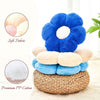 Bright Living - Flower Pillow Cute Decorative Throw Pillow with Faux Rabbit Fur Soft Daisy Plush Floor Cushion Aesthetic Flower Shaped Pillow Home Decor for Bed Sofa Couch (Royal Blue, 14.9 Inch)