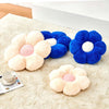 Bright Living - Flower Pillow Cute Decorative Throw Pillow with Faux Rabbit Fur Soft Daisy Plush Floor Cushion Aesthetic Flower Shaped Pillow Home Decor for Bed Sofa Couch (Royal Blue, 14.9 Inch)