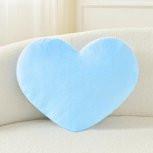 Bright Living - Heart Pillow Cute Fuzzy Pillows Throw Pillows for Bed Livingroom Home Decor Cushion Decorative Aesthetic Preppy Pillows Blue,Small 13''x10''