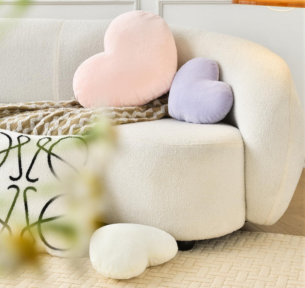 Bright Living - Heart Pillow Cute Fuzzy Pillows Throw Pillows for Bed Livingroom Home Decor Cushion Decorative Aesthetic Preppy Pillows Pink2,Small 13''x10''