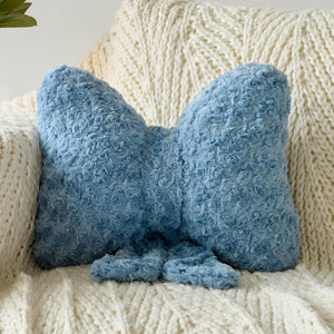 Bright Living - Bow Pillow, Decorative Bow Pillows with Soft Plush for Couch Bed, Bow Shaped Throw Pillow Room Decor for Bedroom, Bow Decorative Pillow for Living Room (Grey Blue, Small-12 Inches)