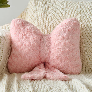 Bright Living - Bow Pillow, Decorative Bow Pillows with Soft Plush for Couch Bed, Bow Shaped Throw Pillow Room Decor for Bedroom, Bow Decorative Pillow for Living Room (Pink, Small-12 Inches)