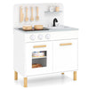 inQ Boutique - White Kids Interactive Wooden Kitchen Playset with Realistic Lights & Sounds