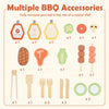 inQ Boutique - Natural Kids Wooden Barbecue Grill Playset with Chalkboard and Sink and Cabinet