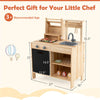 inQ Boutique - Natural Kids Wooden Barbecue Grill Playset with Chalkboard and Sink and Cabinet