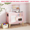 inQ Boutique - Wooden Kids Kitchen Playset with Cookware Accessories, Storage Cabinet & Hanging Hooks for Toddlers