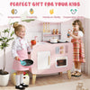 inQ Boutique - Wooden Kids Kitchen Playset with Cookware Accessories, Storage Cabinet & Hanging Hooks for Toddlers