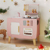 inQ Boutique - Wooden Kids Kitchen Playset with Cookware Accessories, Storage Cabinet & Hanging Hooks for Toddlers