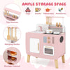 inQ Boutique - Wooden Kids Kitchen Playset with Cookware Accessories, Storage Cabinet & Hanging Hooks for Toddlers