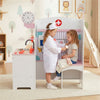 inQ Boutique - Wooden Kids Doctor Medical Station Playset, 93.98×54.61×99.06cm 27PCS Medical Tools with ECG Monitor for 3-6 Years, Pink+White