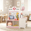 inQ Boutique - Wooden Kids Doctor Medical Station Playset, 93.98×54.61×99.06cm 27PCS Medical Tools with ECG Monitor for 3-6 Years, Pink+White