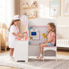 inQ Boutique - Wooden Kids Doctor Medical Station Playset, 93.98×54.61×99.06cm 27PCS Medical Tools with ECG Monitor for 3-6 Years, Pink+White