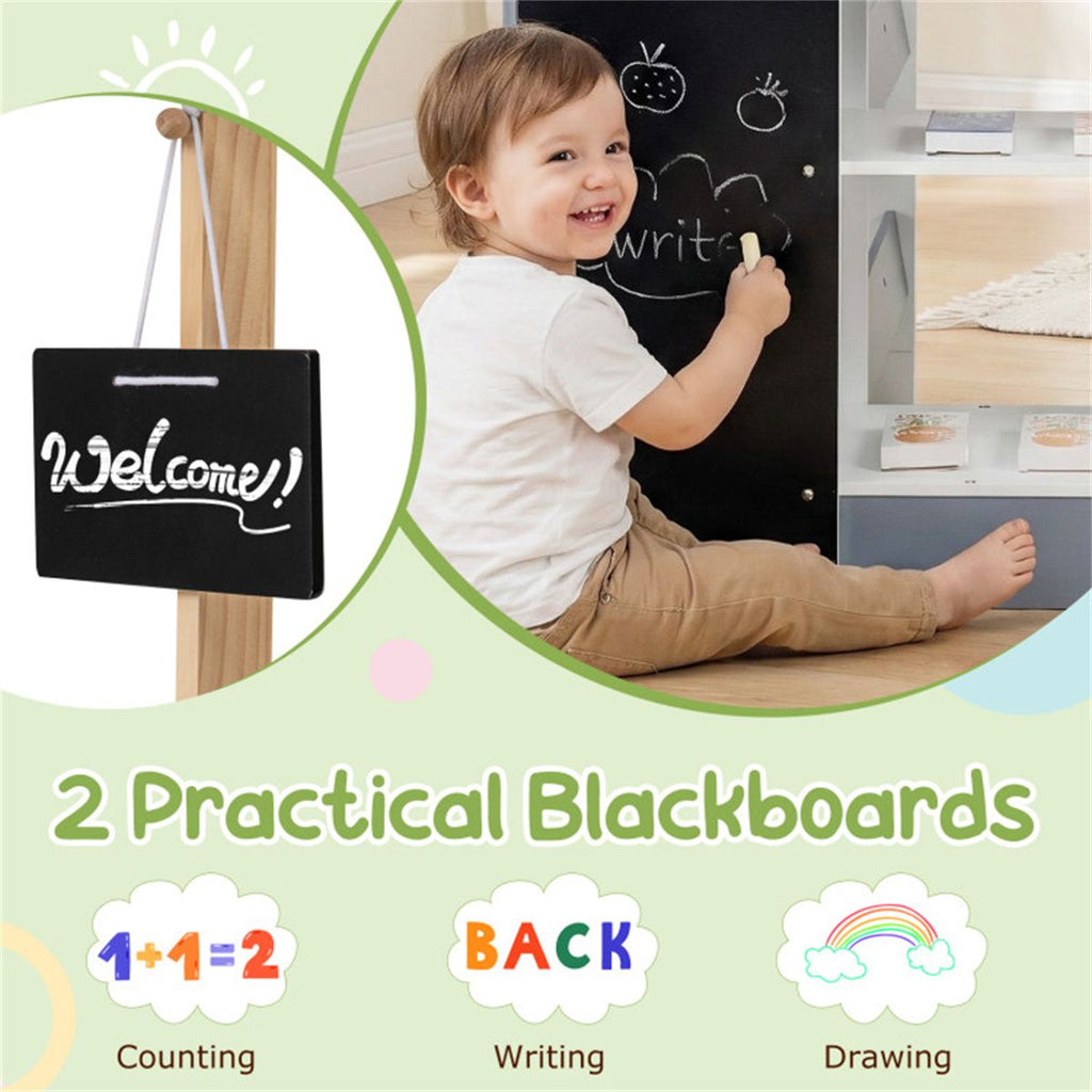 inQ Boutique - Gray Wooden Kids Supermarket Playset with Vending Machine, 90.17×78.74×104.14cm Grocery Store Toy with Shopping Cart for 3+