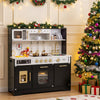 inQ Boutique - Kids Wooden Play Kitchen with Realistic Lights & Sounds, Pretend Ice Maker & Storage for Toddlers Age 3+ - Black