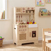 inQ Boutique - Kids Wooden Play Kitchen with Realistic Lights & Sounds, Pretend Ice Maker & Accessories for Toddlers