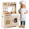 inQ Boutique - Kids Wooden Play Kitchen with Realistic Lights & Sounds, Pretend Ice Maker & Accessories for Toddlers